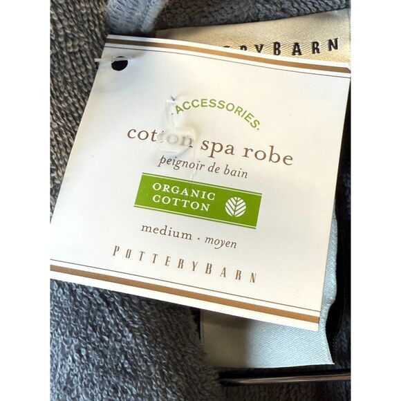 Pottery Barn Plush Gray Robe Monogrammed Unisex Size Medium Soft Bathrobe - Picture 3 of 6